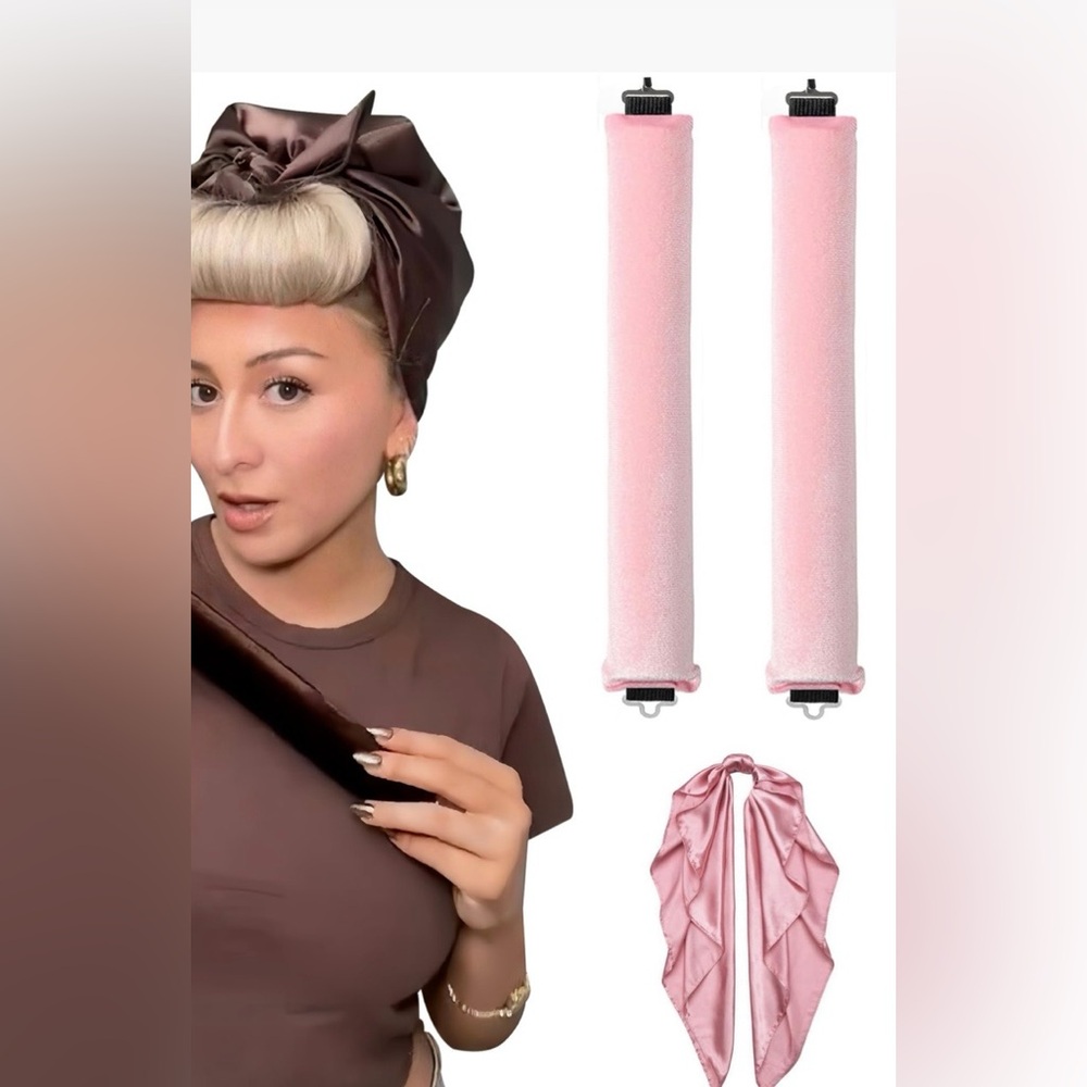Yoshuyuki Pink Velvet Heatless Curling Rods